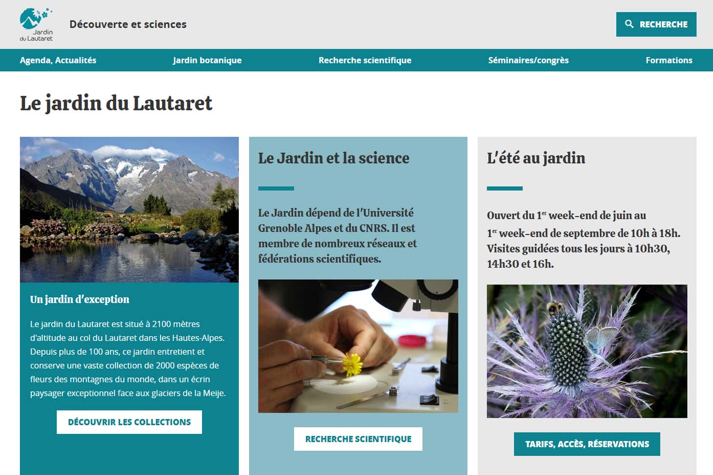 site Web du jardin du Lautaret